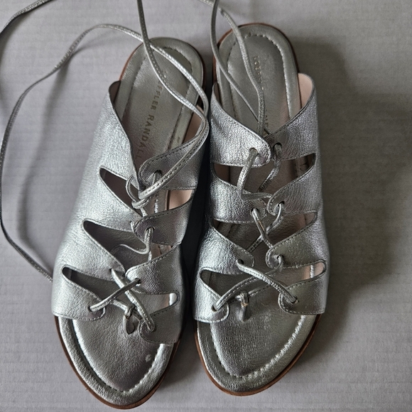 Loeffler Randall Metallic Silver Kira Lace Up Ankle Sandals - Picture 11 of 14